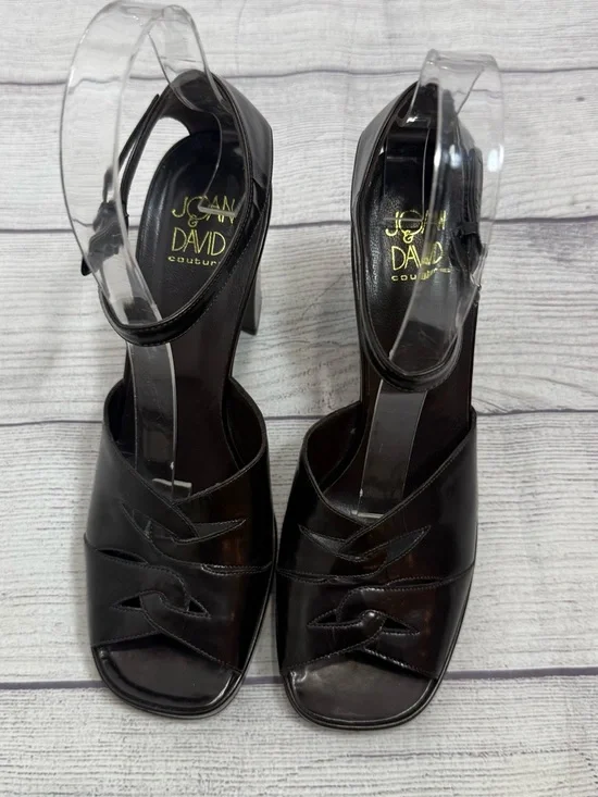 Joan & David Couture Black Leather Heels Ankle Strap Platform Sandals Size 7.5 - Picture 12 of 13